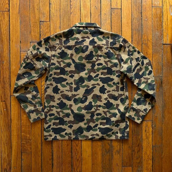B.A.P.E. Bathing Ape Busy Works Made in Japan Bubble Military Camo Women Shirt L - Picture 6 of 8